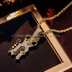 Colgante con inicial R en letras gruesas con cadena, diseño intrincado, elegante collar llamativo, joyería para venta al por mayor - Product Image 6