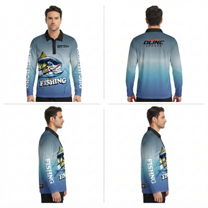 เสื้อโปโลตกปลาแบบกำหนดเอง โพลีเอสเตอร์ แขนยาว UPF 50+ ชุดตกปลา OEM โดย olinc sports - Product Image 2