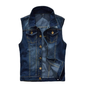Chaleco vaquero estilo streetwear para hombre, clásico con botones, sin mangas, de algodón grueso, para hombres. - Product Image 1