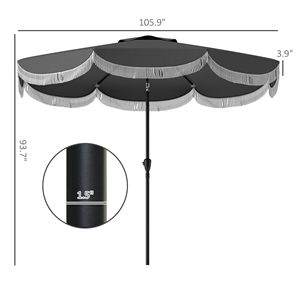 Ombrellone da Esterno 9FT UPF 30+ con 8 Stecche, Inclinazione a Pulsante e Base Ventilata per Spiaggia o Terrazza - Product Image 3