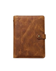 Vintage Leather Portfolio <b>Folder</b> Professional Resume Organizer Document Holder Business <b>Card</b> Case Writing Pad for Office Use - Product Image 1