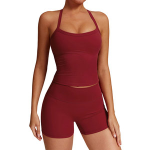 2026 New Arrival Women's 2 Piece <b>Sets</b> Strips Design Shirt Above Knee Length Shorts Yoga Workout Gym <b>Set</b> Custom Designed Logo - Product Image 2