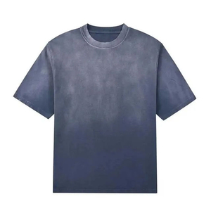 Camiseta de Punto de Manga Corta con Cuello Redondo Azul para Hombre, Corte Regular, Estilo Casual, Color Sólido, Diseño Liso - Product Image 6