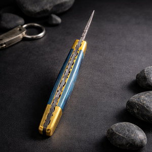 Navaja plegable hecha a mano, llavero con mini navaja de bolsillo, hoja de acero de Damasco, ideal para regalo, precio al por mayor. - Product Image 3