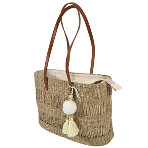 Bolso Tote Casual de Paja Tejida a Mano con Cierre de Cremallera, Correa Cruzada, Estilo Vintage, Ecológico, Hecho a Mano, Capacidad Personalizable - Product Image 3