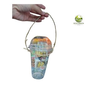 Biodegradable Seagrass Coffee <b>Cup</b> Holder Bag Handmade Beverage Carrier Strap Bohemian Design Reusable Eco-Friendly Business Gift - Product Image 5