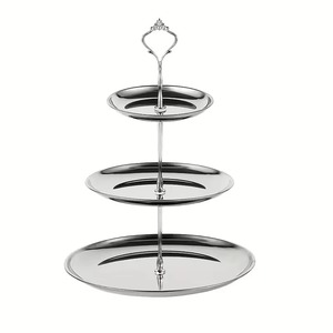 Premium Quality 3 Tier Silver Metallic Scalloped Cake <b>Stand</b> for Home Bakery Events Wedding and Catering Use Available For Sale - Product Image 3
