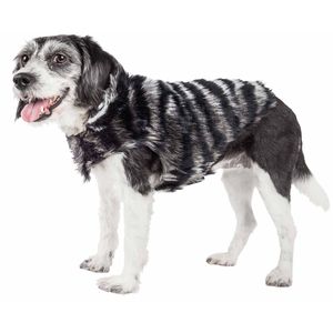 Manteau de luxe pour chien en fourrure de vison à motif zèbre, magnifique et élégant, vêtements haut de gamme pour animaux de compagnie - Product Image 1