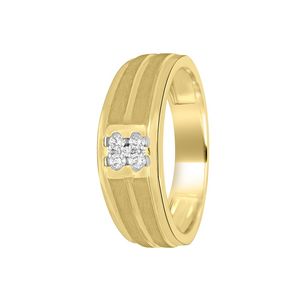 Anillo de Boda para Hombre de Oro Amarillo de 14K con Cuatro Piedras de Diamantes Cultivados en Laboratorio - Product Image 1