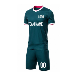 Meilleur fabricant d'uniformes de football personnalisés imprimés par transfert thermique pour adultes, ensemble d'été à séchage rapide 100% polyester, nom et numéros d'équipe - Product Image 3