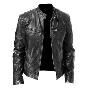 <b>Men's</b> Casual Slim Fit PU Leather Jacket Autumn Anti-Wind Motorcycle Coat with Lapel Fashionable jacket for <b>men</b> - Product Image 4