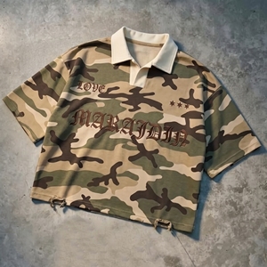 <b>Striped</b> Rugby Camouflage <b>Polo</b> <b>Shirt</b> Men Short Sleeve Breathable Woven Casual Style Front Print - Product Image 5