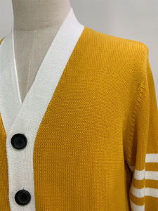 SEEBI SPORTS Cardigan jaune à col en V pour femme, manches longues, couleur unie, tricoté, séchage rapide, style vintage, décontracté, pour l'hiver - Product Image 4