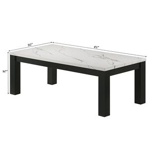 Set di 3 Tavoli da Soggiorno in Legno con Piano in Finto Marmo Bianco e Nero, Include Tavolino da Cocktail e Due Tavolini Abbinati - Product Image 5