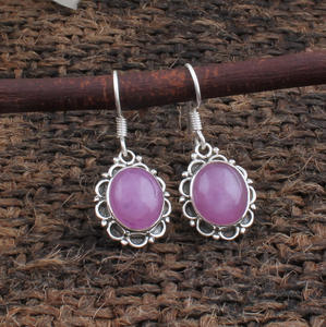 Auténticos Pendientes de Jadeíta Natural Lavanda, Pendientes Colgantes de Plata de Ley 925, Joyería de Jade Genuina, Fabricante Mayorista - Product Image 1