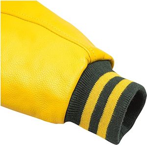 Vestes de baseball personnalisées vertes et jaunes, style universitaire, vente en gros OEM Oakland Athletics : Montrez le spirit d'équipe avec style - Product Image 3