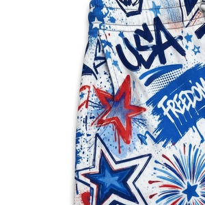 Kid's Solid American Flags Boys Shorts Canvas Knit Mesh Quick Dry Breathable Eco-Friendly Drawstring Closure Lightweight - Product Image 4