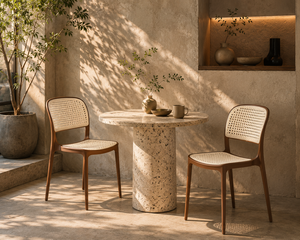 Mahogany Riviera Faux Rattan Bistro <b>Chair</b> | Modern Design <b>Stackable</b> All Weather Polypropylene Rounded Back Seat Premium - Product Image 2