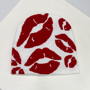 MILIENZ Unisex Personal Fully Printed Jacquard Lips Knitted Hats Warm Color <b>Block</b> Y2K Fashion American Beanies Hip Hop Versatile - Product Image 5