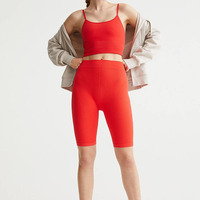 Soutien-gorge de sport côtelé sans couture rouge pour femme, col ras du cou, dos nageur, maintien élevé, haut de yoga, couleur unie, haute qualité, grande taille, fermeture avant