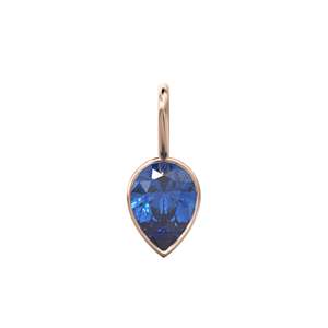 Sri Lanka Sapphire 14k Yellow <b>Solid</b> <b>Gold</b> Charm <b>Pendant</b> Bezel Jewelry Finding / September Birthstone / 7mm Blue Gemstone / Pear - Product Image 6