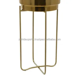 Mesa de hierro dorado hecha a mano de lujo para decoración de apartamento de diseñador, maceta de Metal con patrón artístico de Zahid exporta gran mayorista - Product Image 4