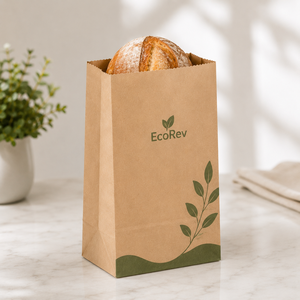 Bolsa de papel kraft impresa personalizada con ventana para envasado de alimentos, reciclable, autoformable, de forma rectangular, con impresión a cuatro colores. - Product Image 1