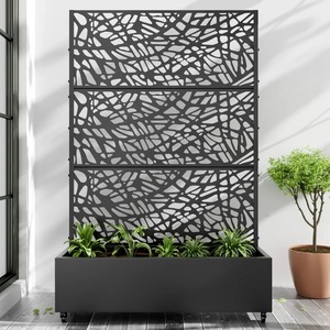 Macetero Moderno de Metal Negro con Diseño de Patrón Irregular para Plantas de Jardín, Estilo Minimalista, Acabado con Recubrimiento en Polvo - Product Image 5