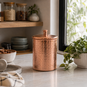 Modern Style Hammered Copper Canister Set with Lid, <b>Kitchen</b> <b>Storage</b> Containers <b>for</b> Tea Coffee Sugar, Decorative Copper <b>Jars</b> - Product Image 3