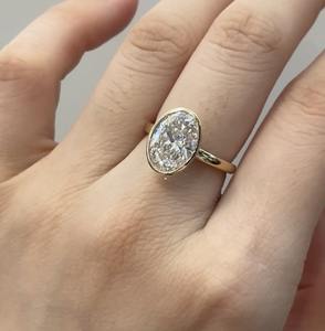 Anillo de Diamante Moissanite de 3.0ct, Ovalado, DEF VVS, Oro de 18k, Anillo Fino para Compromiso, Boda, Regalo Clásico, Anillo de Propuesta - Product Image 3