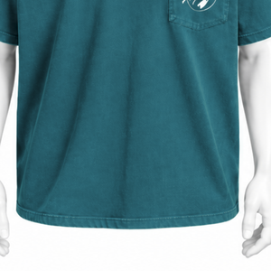 T-shirt délavé vert sarcelle avec poche poitrine, coupe ample et oversize, en coton délavé, manches courtes, style streetwear décontracté pour le quotidien - Product Image 5