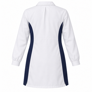 Blouse de laboratoire médicale unisexe douce blanche et marine, uniforme de médecin à boutons-pression, personnalisable, vente en gros, vêtements de travail pour cliniques et établissements de santé, fabricant - Product Image 2
