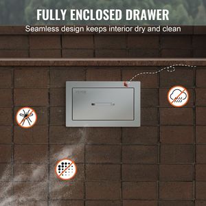 Tiroirs de rangement pour cuisine extérieure 14x8,5 pouces en acier inoxydable, double tiroir encastré 14L x 8,5H x 23P pouces, fabriqué à la main - Product Image 6