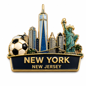 Épinglette en émail personnalisée, motif repère urbain moderne, thème football, plaquée argent, souvenir, 2026 USA Canada Mexique, OEM, vente en gros, touristique - Product Image 4