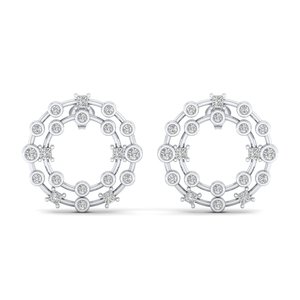 REYES, Nuevos Aretes de Plata de Ley 925 con Moissanita, Regalo de Boda, Joyería Fina, Diseño Moderno, Estilo de Aro Redondo, para Mujer - Product Image 2