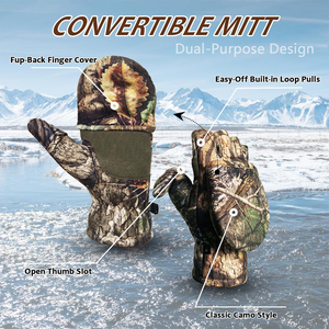 Camouflage Hunting <b>Gloves</b> Lightweight Full Finger & Fingerless Convertible Mittens Nonslip <b>Touchscreen</b> Outdoor Fishing <b>Gloves</b> - Product Image 5