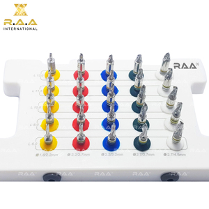 Kit de 25 fraises coniques dentaires en acier inoxydable avec embouts de protection et boîte de rangement, certifié CE Classe I, ensemble d'implants manuels, logo personnalisé - Product Image 2