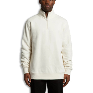 Sudadera de punto para hombre con cremallera de un cuarto, corte regular, cuello alto, color liso, tejido French Terry, para otoño - Product Image 4