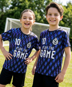 Ensemble maillot et short de football pour jeunes garçons et filles, tenue d'équipe à manches courtes, uniforme de football respirant, vêtements d'équipe personnalisés sublimés pour enfants - Product Image 3