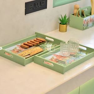 Hot Trend Set Plateau de laque et boîte à mouchoirs, Plateau de service en bois Motif unique, OEM de haute qualité, ODM Vente en gros Vietnam - Product Image 3