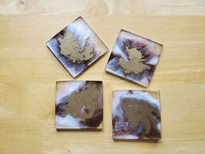 Glitter Resin Coaster Marble & Geode Agate Style <b>Gold</b> Edge Handmade & Customized - Product Image 4
