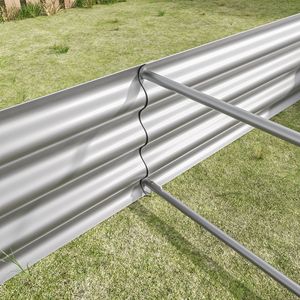 Fioriera Rettangolare Rialzata in Metallo Argentato 6 X 3 X 1 Piede, Vasi da Giardino per Verdure, Fiori e Piante - Product Image 5