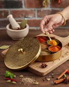 Most Selling Brass Masala <b>Box</b> for Spice Storage Kitchen Organization Home Decor Available At Affordable Price - Product Image 4