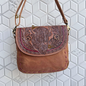 Wholesale Design Hand Tooled Carving Leather Handbag Real Leather <b>Sling</b> <b>Bag</b> Bohemian <b>Bags</b> Stylish <b>Bags</b> for Women's Multi Use - Product Image 1