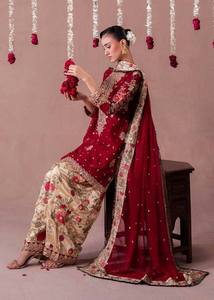Ensemble de costume Sharara brodé pour femmes avec dupatta en faux Georgette, tenue de mariage et de fête Salwar Kameez - Product Image 3