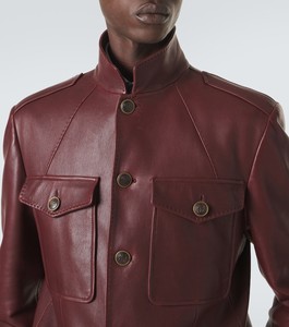 Manteau trench en cuir bordeaux pour homme avec fermeture boutonnée et quatre poches, coupe droite, style décontracté, vêtement d'extérieur, design personnalisé - Product Image 5