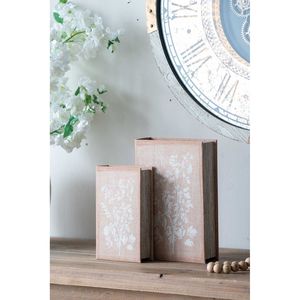 Set di 2 Scatole Decorative con Motivi Floreali, Morbide e Multicolore, Misure L 7x3x10.5" S 5x2x8.5" - Product Image 1