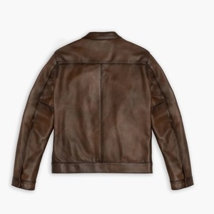 Blouson Bomber Homme Printemps Décontracté Extérieur Léger en Laine Col V Fermeture Éclair Cuir Véritable Écologique Personnalisé Imperméable - Product Image 3
