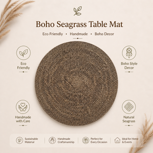 Set de table rond en jonc de mer style bohème pour décoration de mariage |   Décoration de table à manger écologique faite à la main |   Décoration de fête pour la maison - Product Image 5