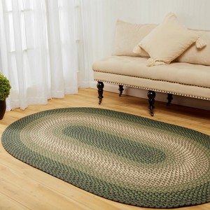 Oval Jute Braided Area Rug Abstract Pattern Farmhouse Style Living Room Rug Non-Slip Rubber Backing - Product Image 5